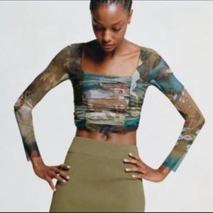 Zara x Disney Bambi Draped Tulle Crop Top